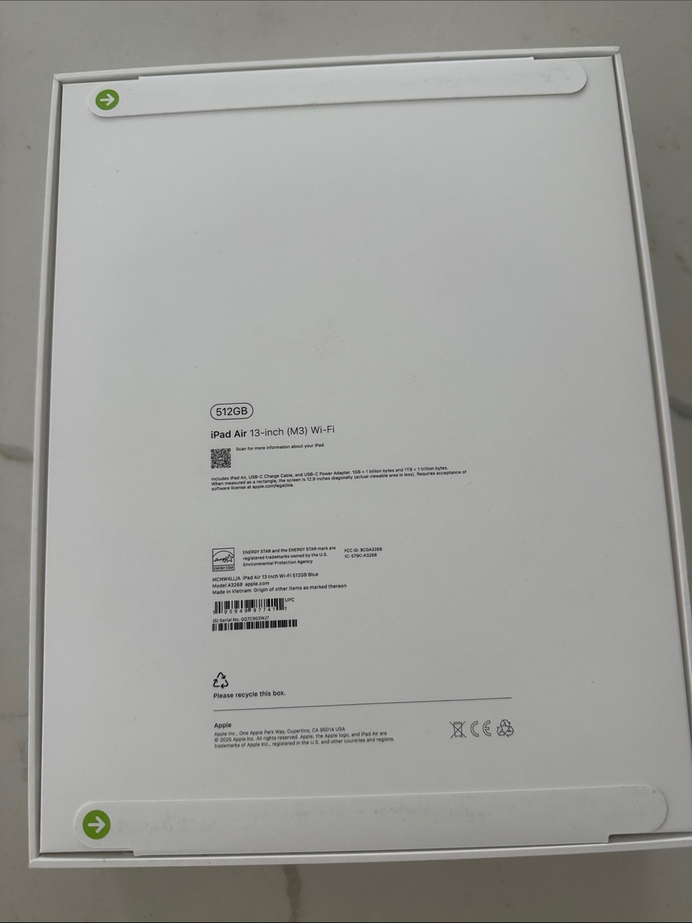Apple iPad Air 13-inch (M3) 512GB White Packaging
